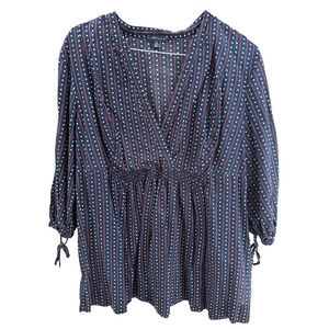 Tommy Hilfiger Women's Sz 22 Blouse Red/Wht/Blue Star Patriotic Holiday Vacation
